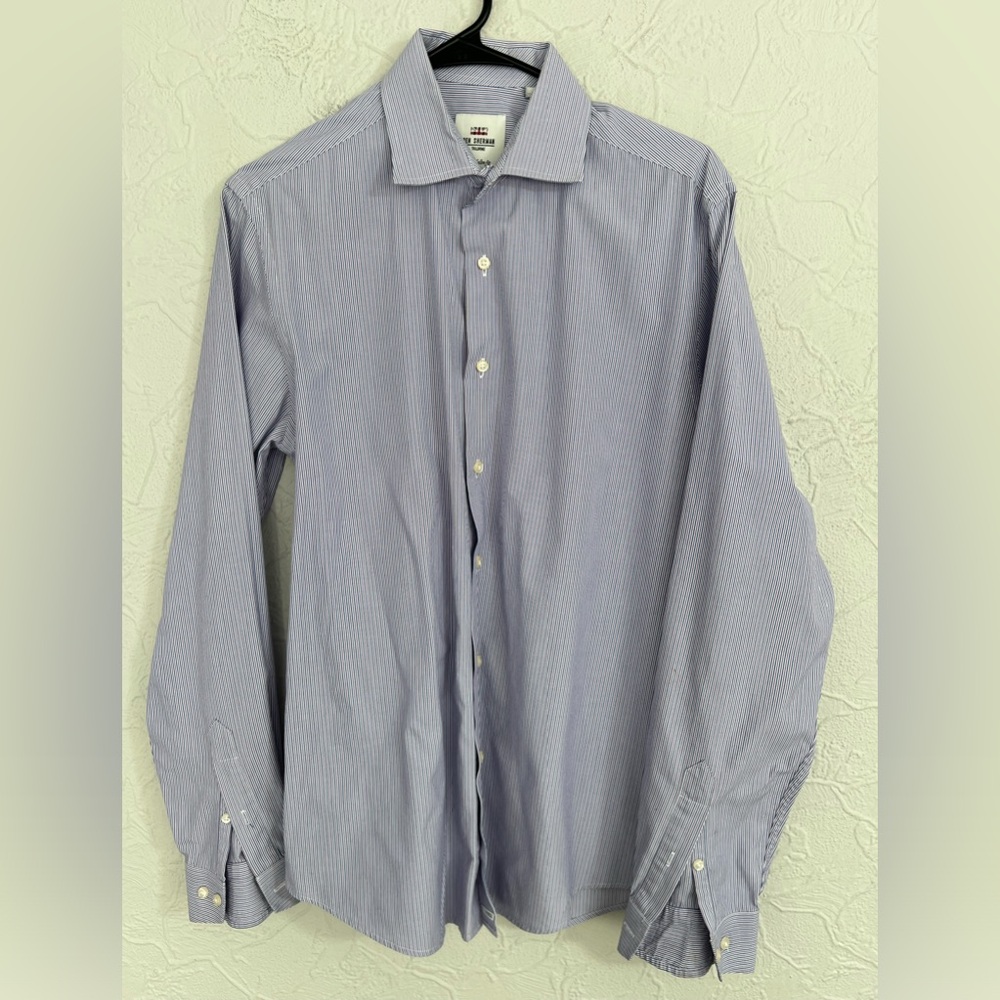 Ben Sherman Tailored Tailored Slim Fit Shirt Mens 15.5 34/35 Purple Striped